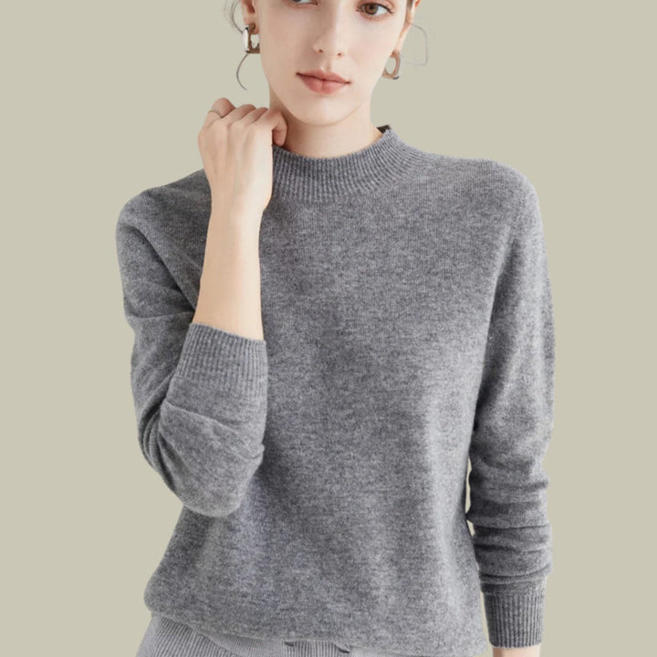 Catherine | Relaxed Mock Neck Ribbed Knit Sweater