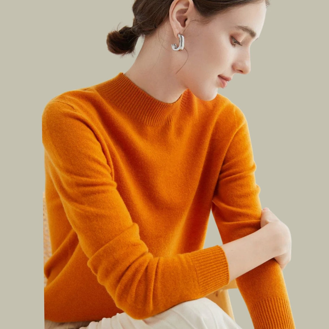 Catherine | Relaxed Mock Neck Ribbed Knit Sweater