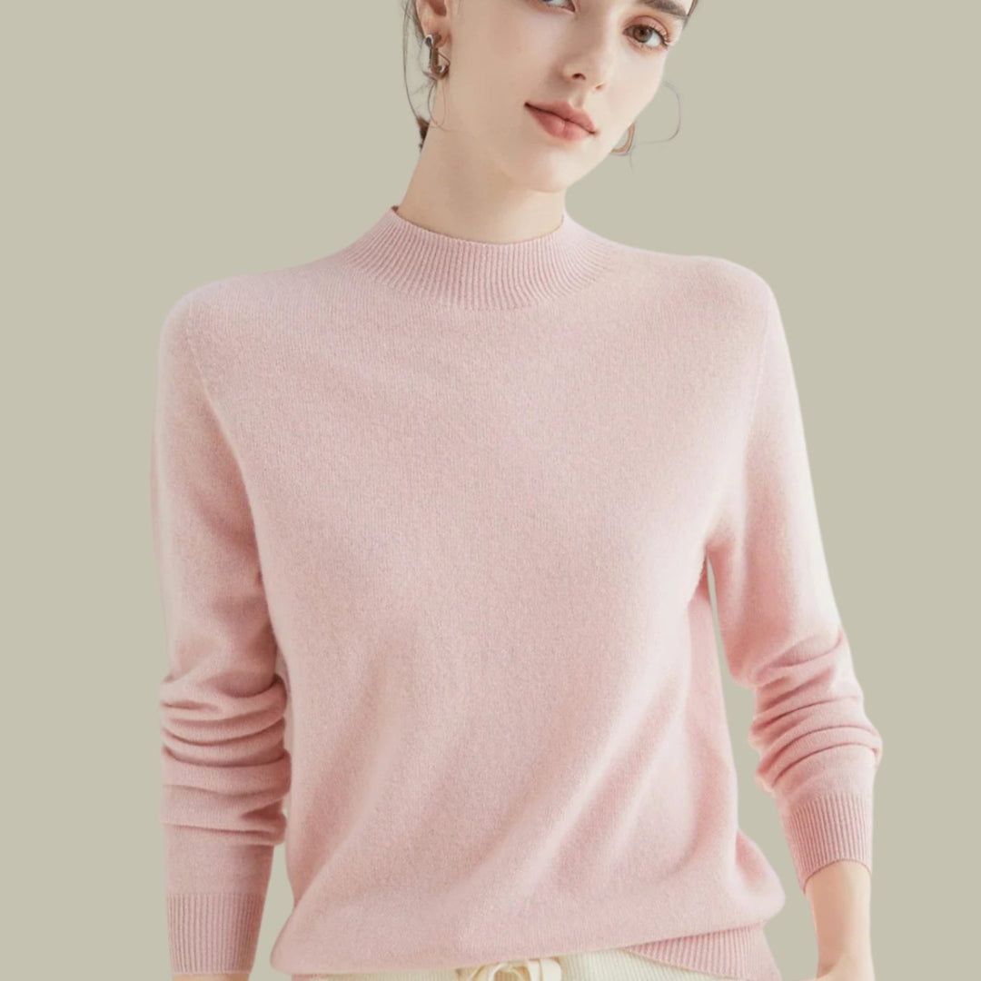 Catherine | Relaxed Mock Neck Ribbed Knit Sweater