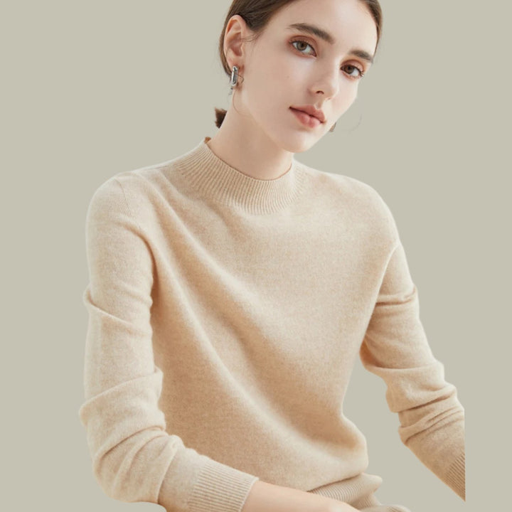 Catherine | Relaxed Mock Neck Ribbed Knit Sweater