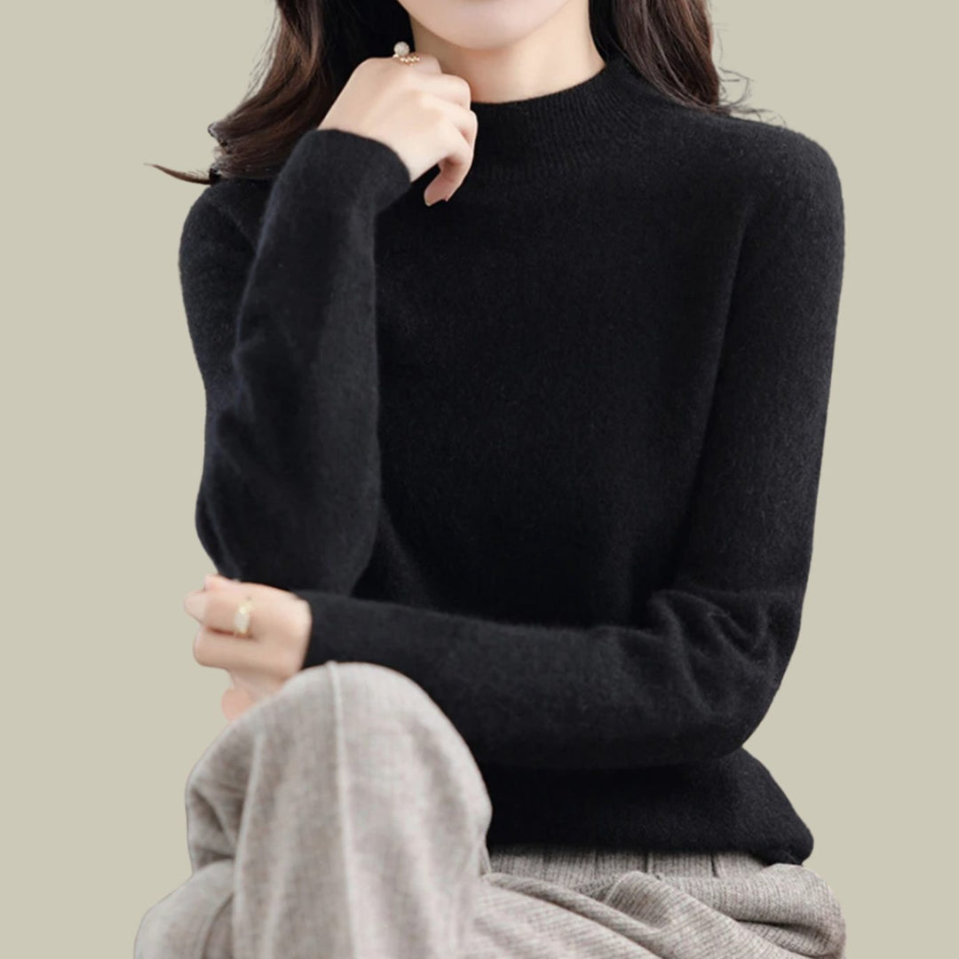 Catherine | Relaxed Mock Neck Ribbed Knit Sweater