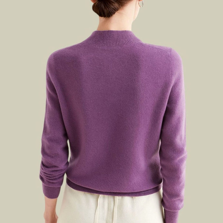 Catherine | Relaxed Mock Neck Ribbed Knit Sweater