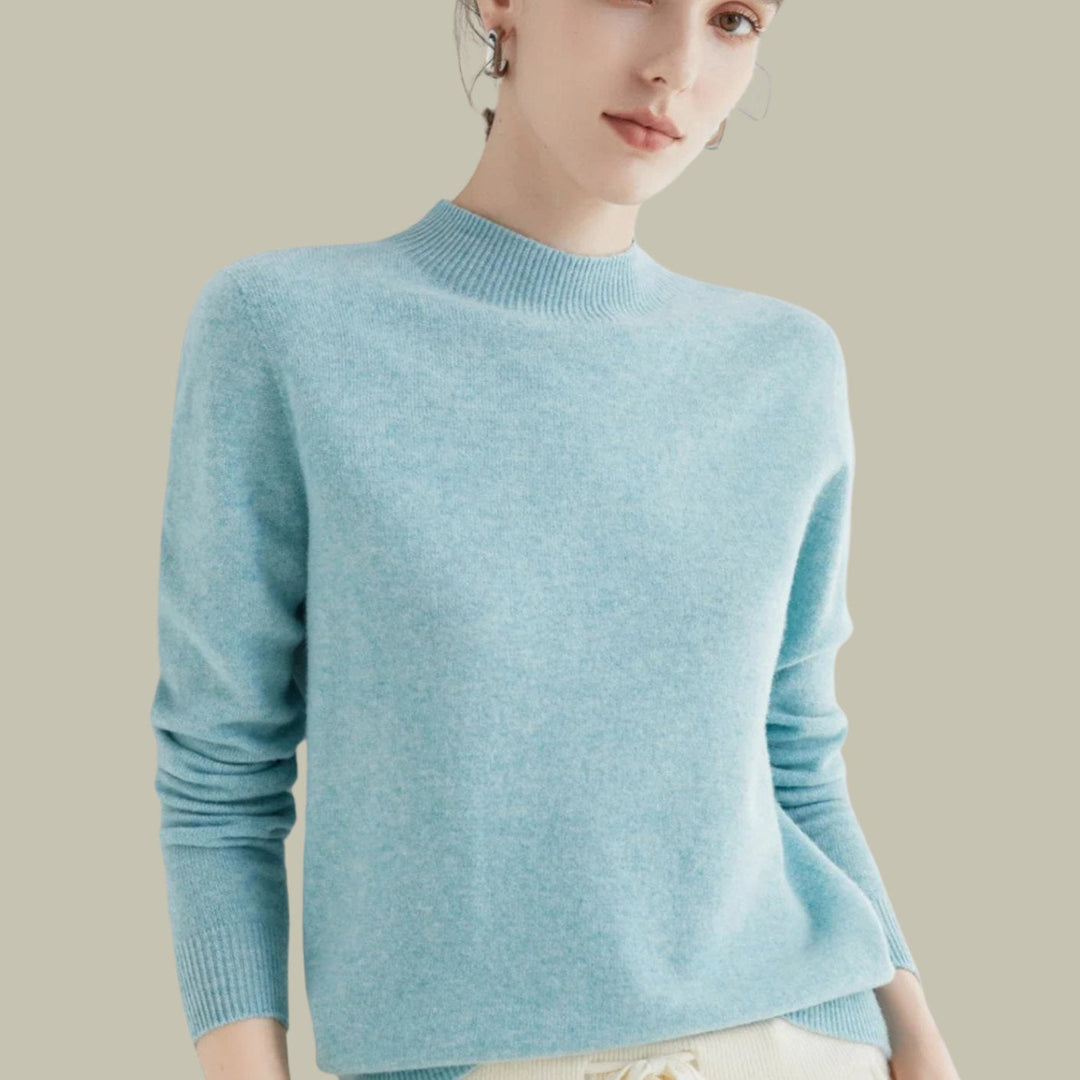 Catherine | Relaxed Mock Neck Ribbed Knit Sweater