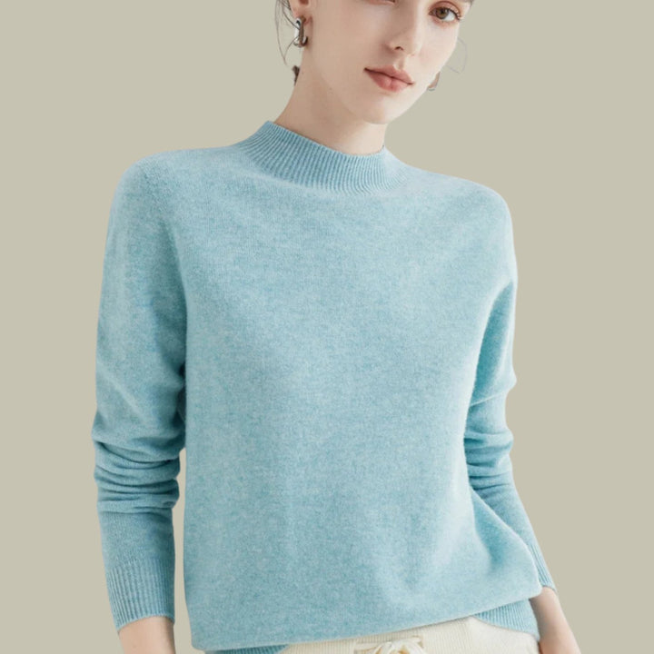 Catherine | Relaxed Mock Neck Ribbed Knit Sweater