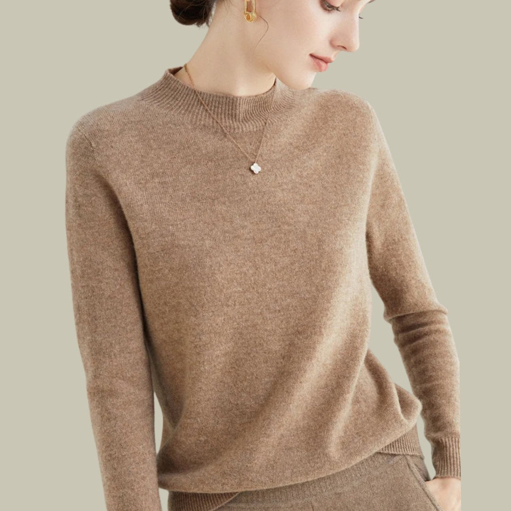 Catherine | Relaxed Mock Neck Ribbed Knit Sweater