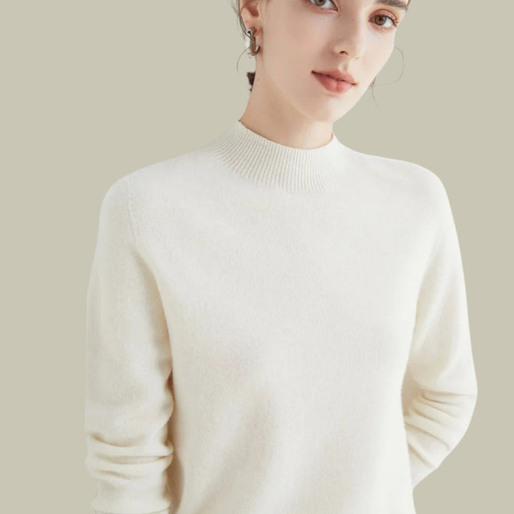 Catherine | Relaxed Mock Neck Ribbed Knit Sweater
