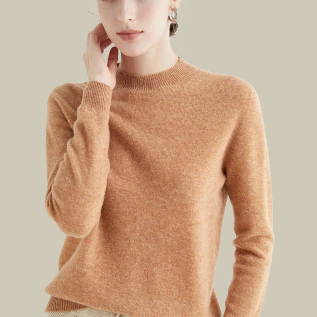Catherine | Relaxed Mock Neck Ribbed Knit Sweater