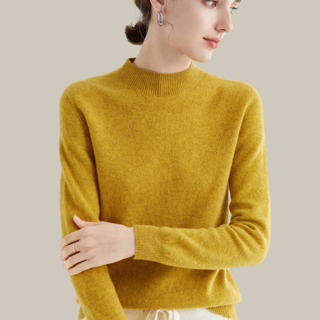 Catherine | Relaxed Mock Neck Ribbed Knit Sweater