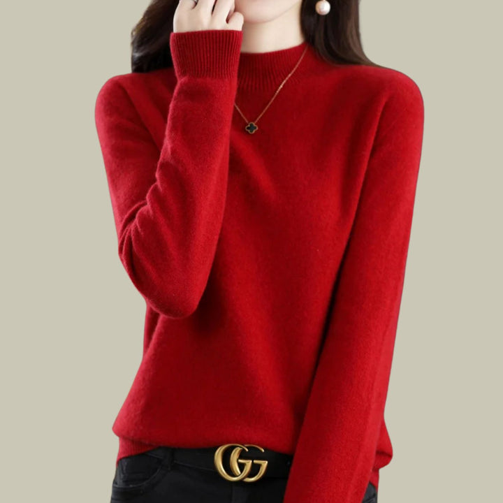 Catherine | Relaxed Mock Neck Ribbed Knit Sweater