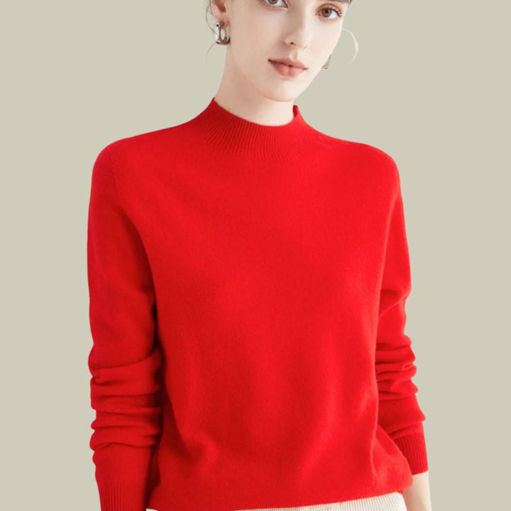 Catherine | Relaxed Mock Neck Ribbed Knit Sweater
