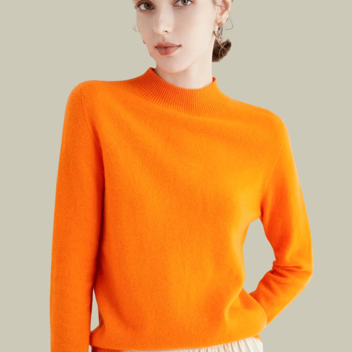 Catherine | Relaxed Mock Neck Ribbed Knit Sweater