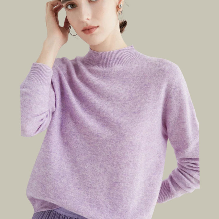 Catherine | Relaxed Mock Neck Ribbed Knit Sweater