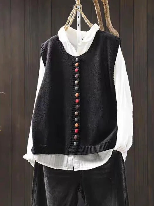 Catherine | Sophisticated Button-Front Knit Sweater Vest