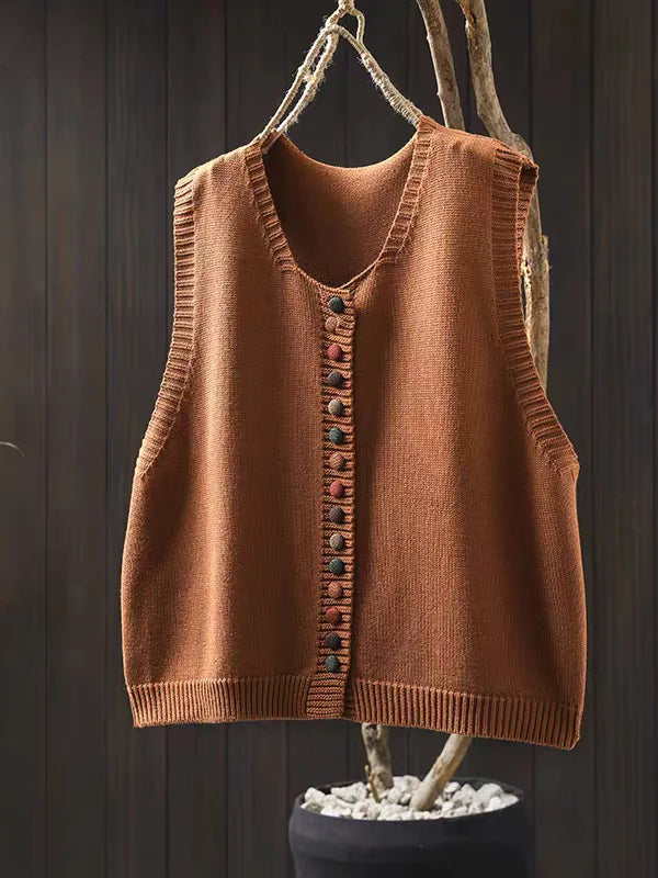 Catherine | Sophisticated Button-Front Knit Sweater Vest