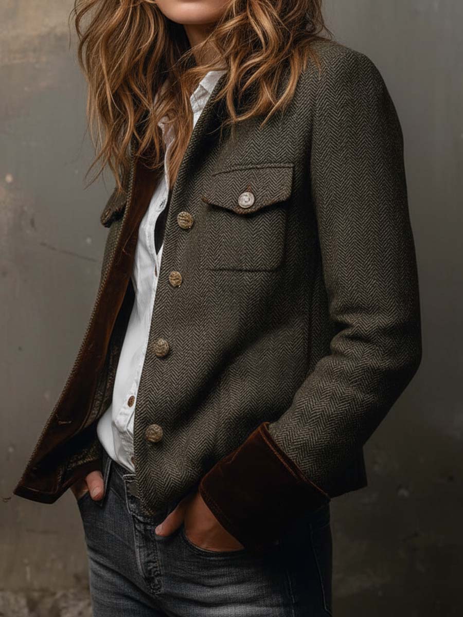 Catherine | Timeless Fitted Herringbone Blazer Jacket