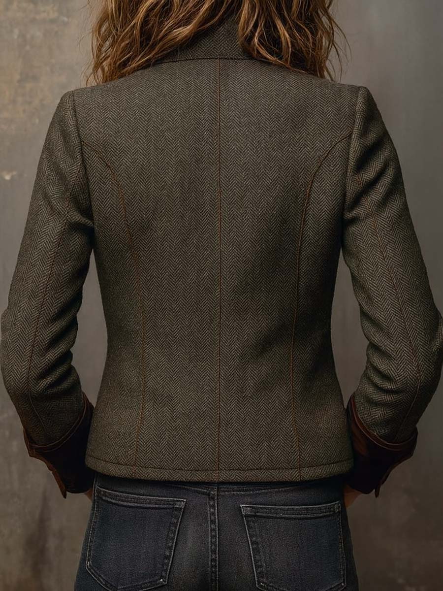 Catherine | Timeless Fitted Herringbone Blazer Jacket