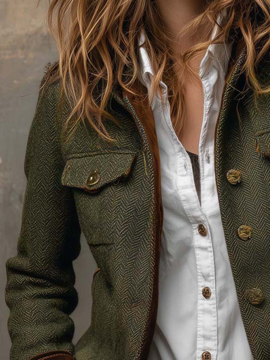 Catherine | Timeless Fitted Herringbone Blazer Jacket