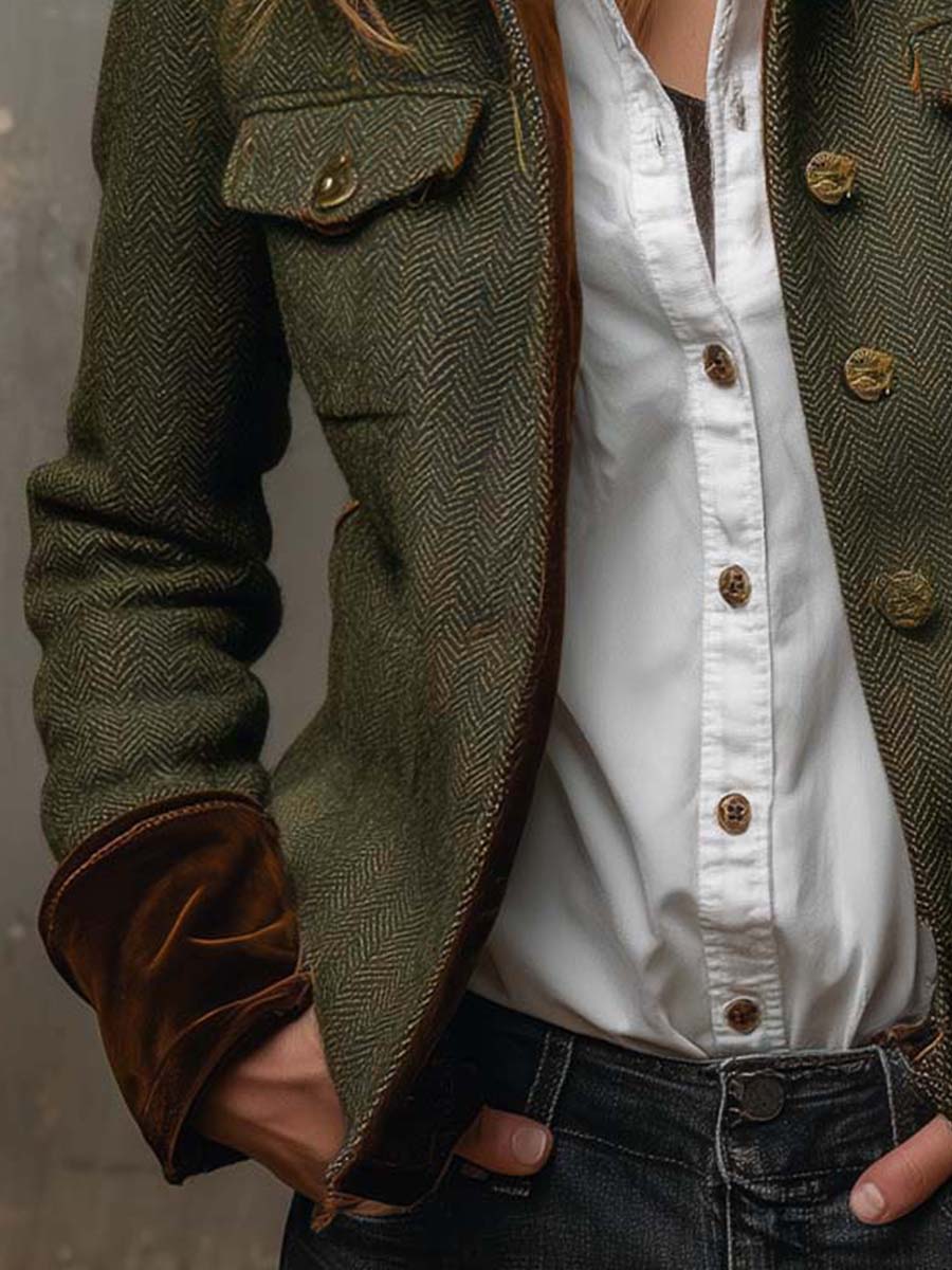 Catherine | Timeless Fitted Herringbone Blazer Jacket