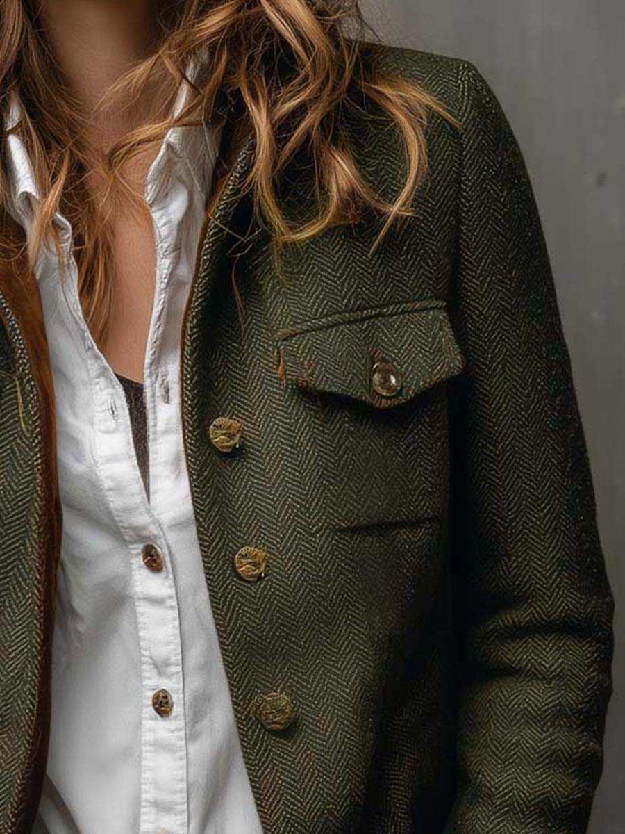 Catherine | Timeless Fitted Herringbone Blazer Jacket