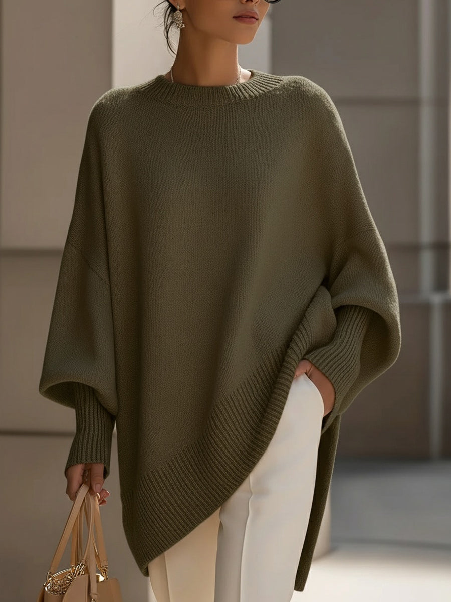 Cheryl | Cozy Oversized Batwing Crew Neck Knit Sweater
