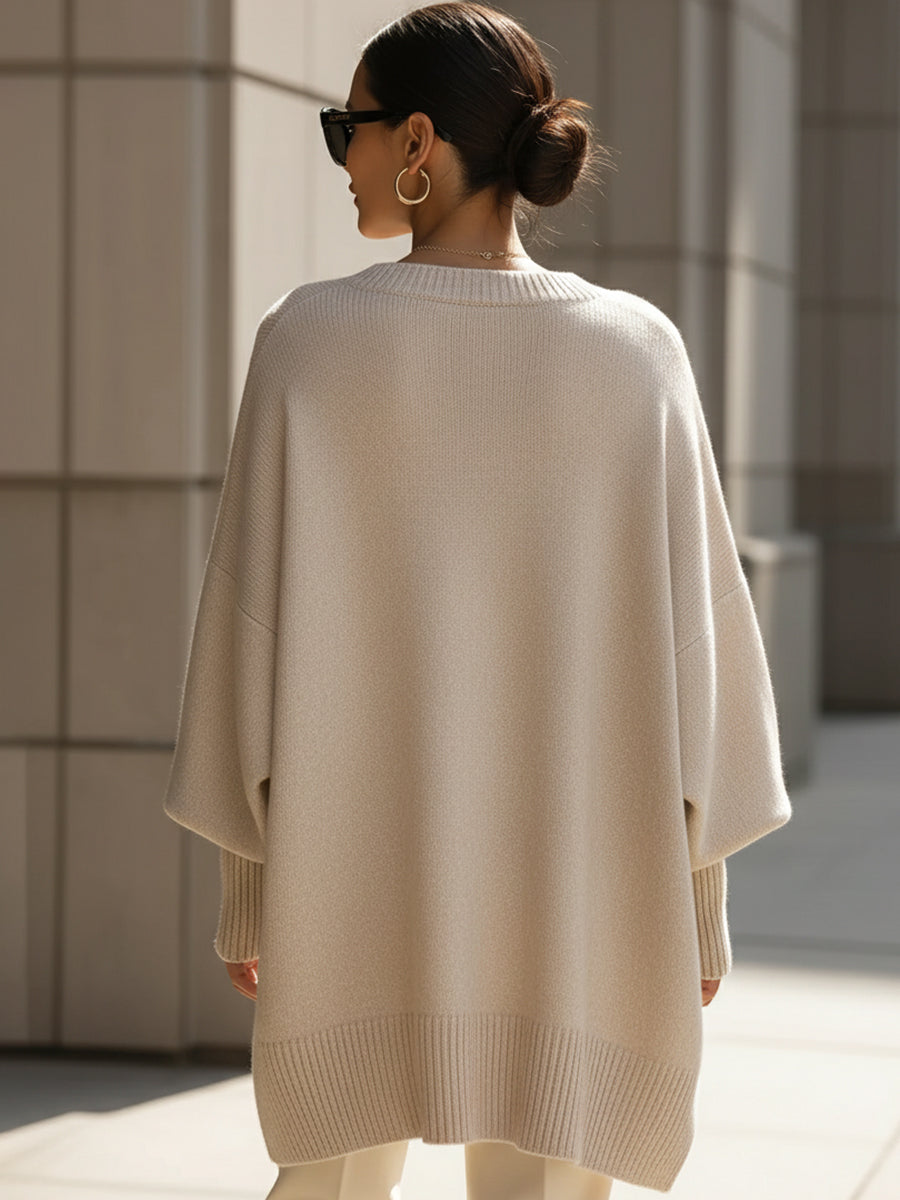 Cheryl | Cozy Oversized Batwing Crew Neck Knit Sweater