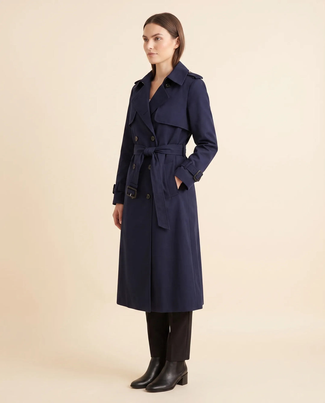 Cheryl | Polished Long Belted Trench-Style Winter Coat