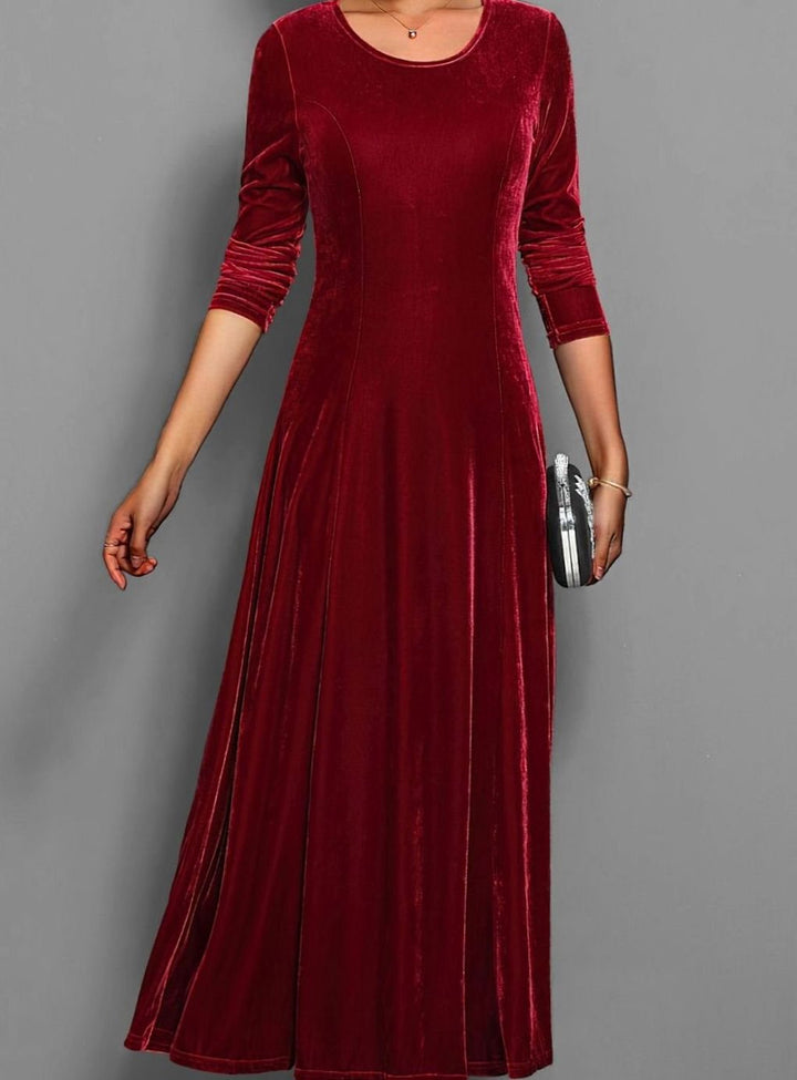 Cheryl | Polished Velvet Christmas Dress A-Line Maxi