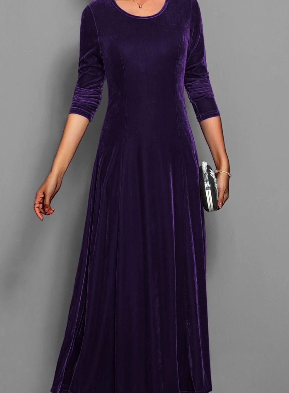 Cheryl | Polished Velvet Christmas Dress A-Line Maxi