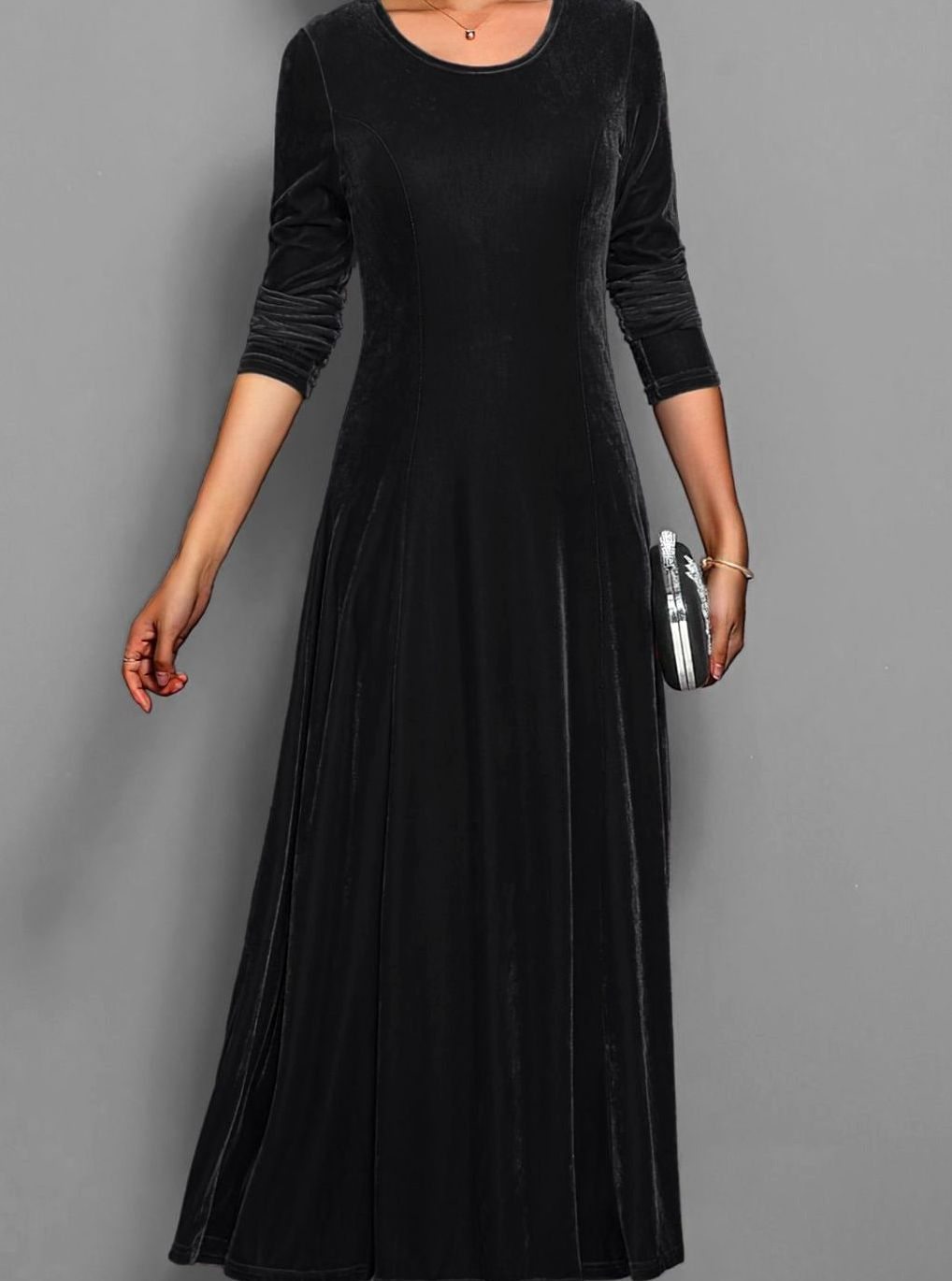 Cheryl | Polished Velvet Christmas Dress A-Line Maxi