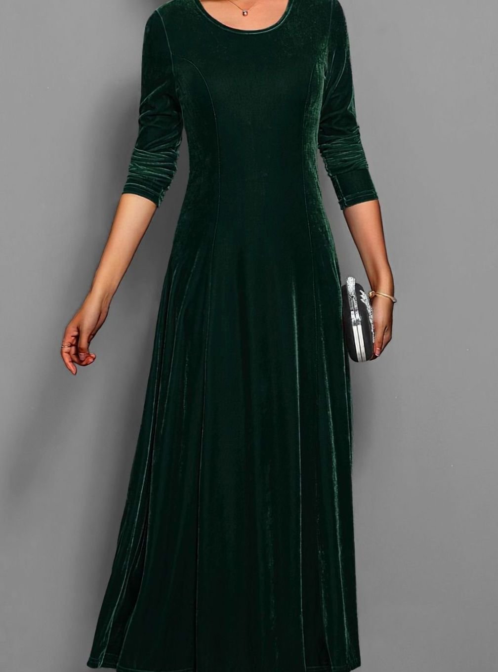 Cheryl | Polished Velvet Christmas Dress A-Line Maxi