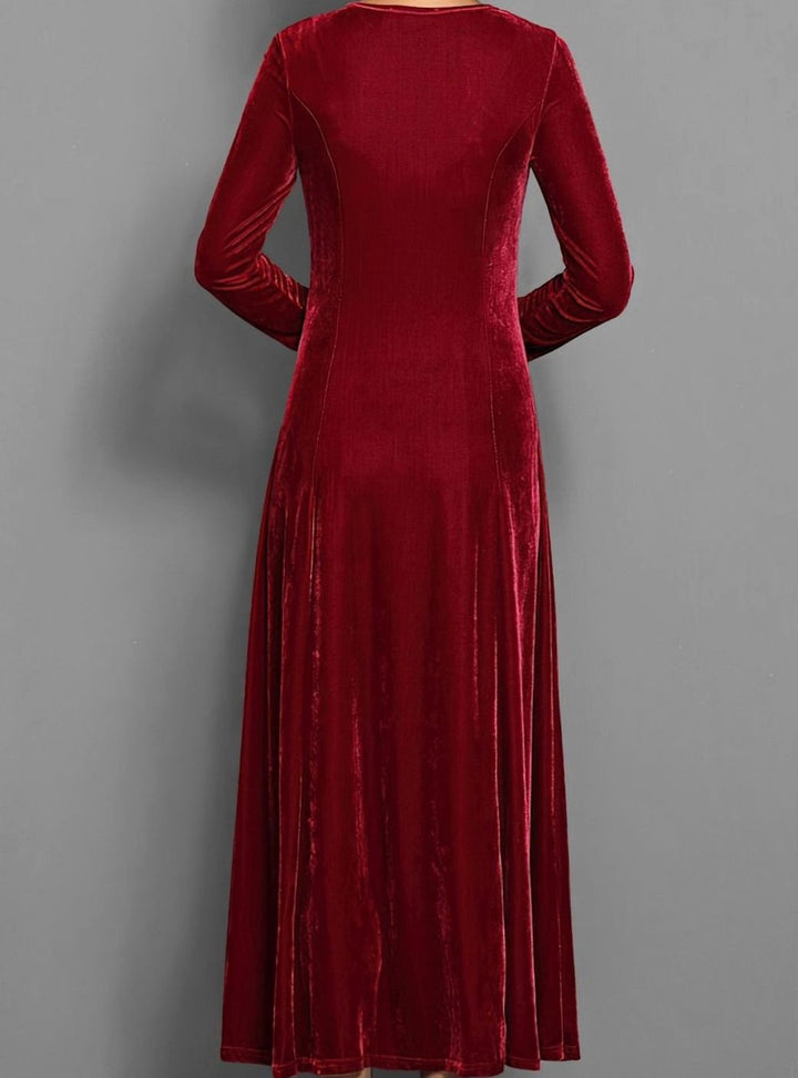 Cheryl | Polished Velvet Christmas Dress A-Line Maxi
