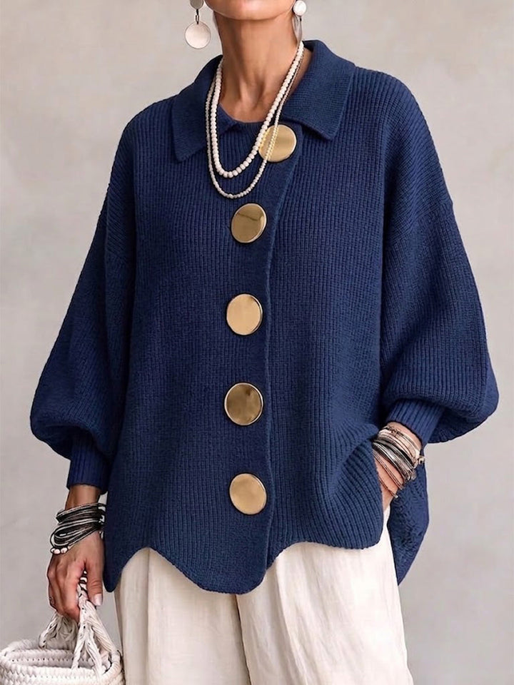 Cheryl | Sophisticated Oversized Collared Button Front Cardigan