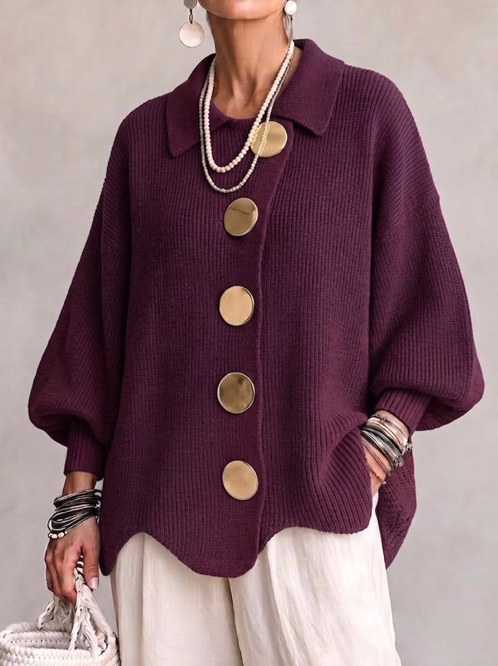 Cheryl | Sophisticated Oversized Collared Button Front Cardigan
