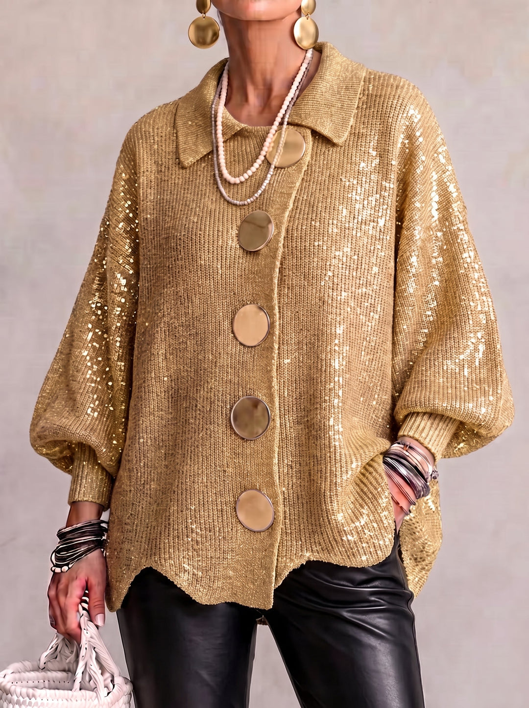 Cheryl | Sophisticated Oversized Collared Button Front Cardigan