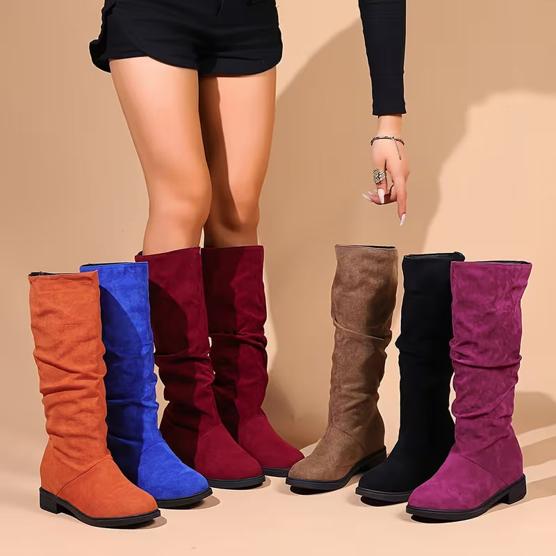 Christina | Classic Slouchy Low Heel Knee High Boots