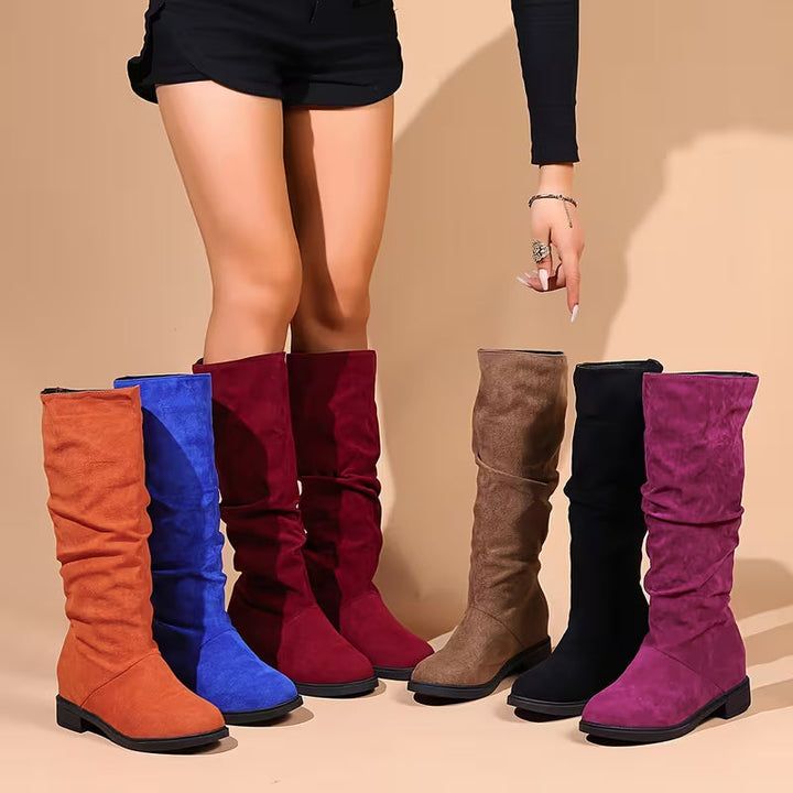 Christina | Classic Slouchy Low Heel Knee High Boots