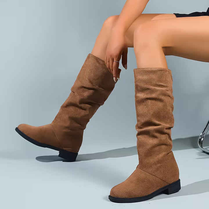 Christina | Classic Slouchy Low Heel Knee High Boots