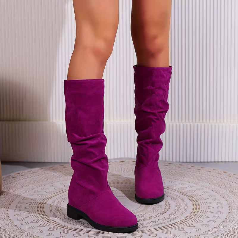 Christina | Classic Slouchy Low Heel Knee High Boots