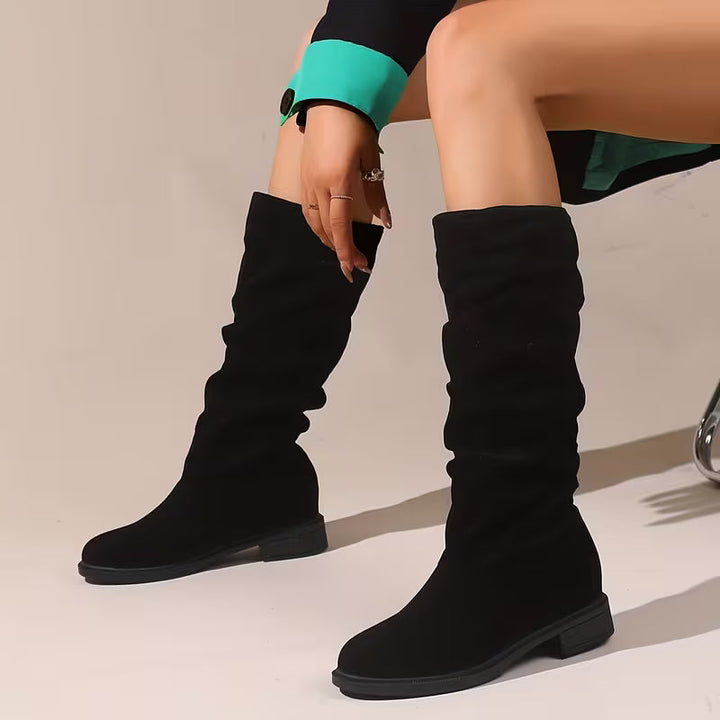 Christina | Classic Slouchy Low Heel Knee High Boots