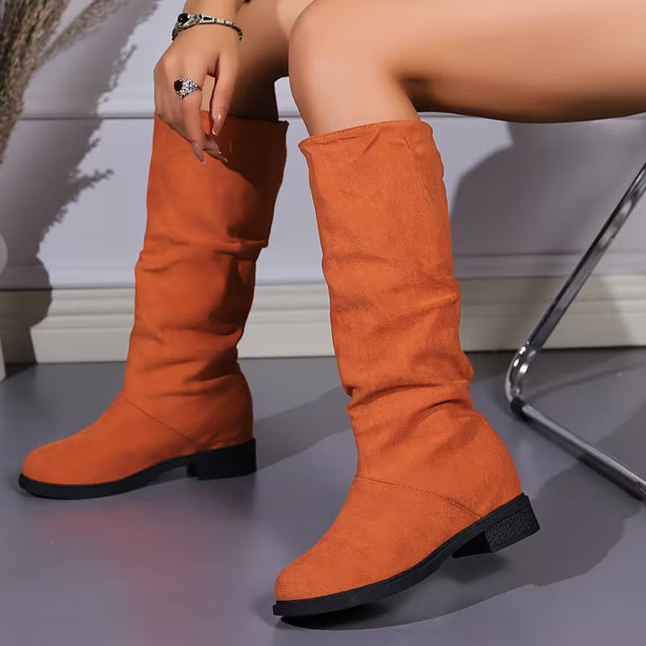 Christina | Classic Slouchy Low Heel Knee High Boots
