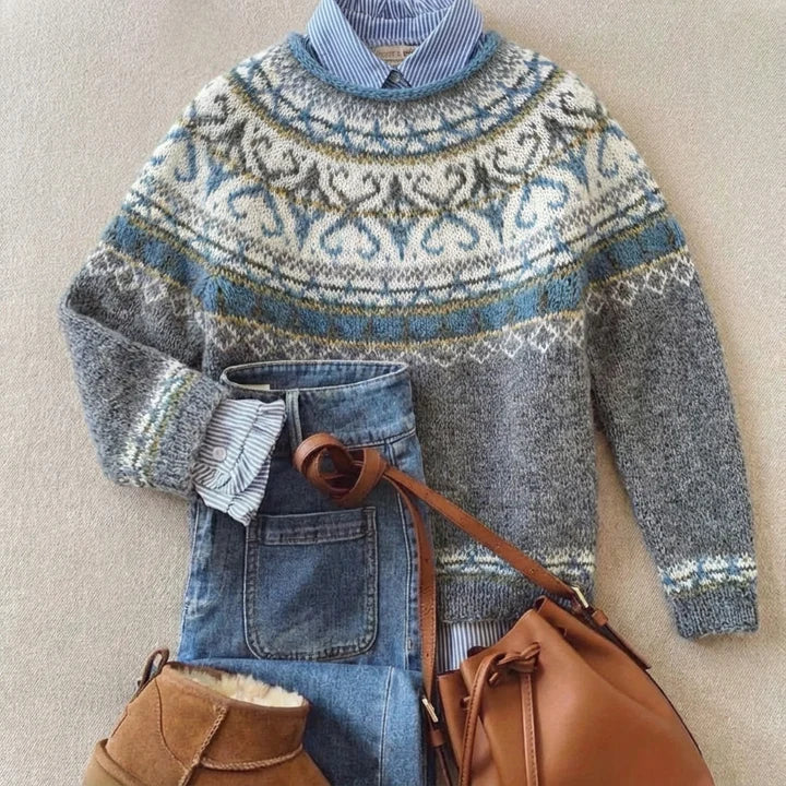 Christina | Cozy Nordic Crew Neck Pullover Knit Sweater