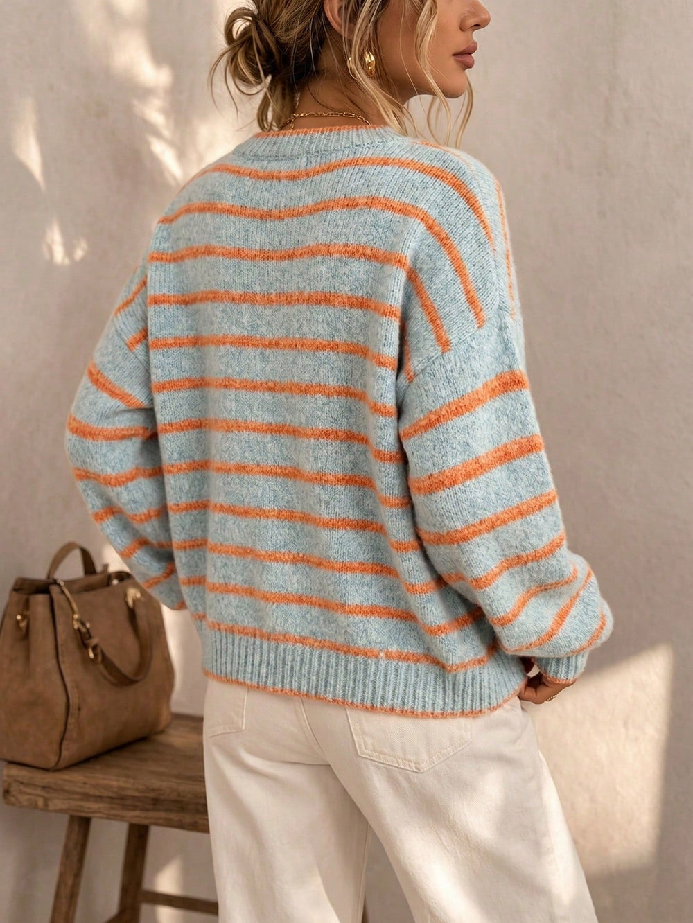 Christina | Striped Button-Up Knit Cardigan Sweater