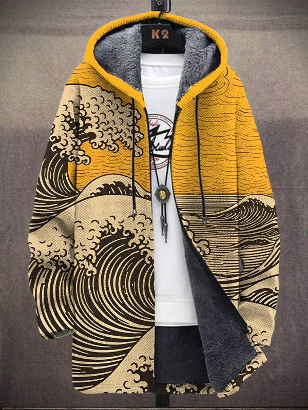 Christine | Hooded Wave Print Longline Cardigan