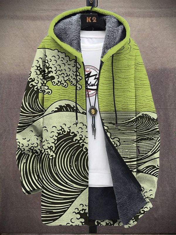 Christine | Hooded Wave Print Longline Cardigan