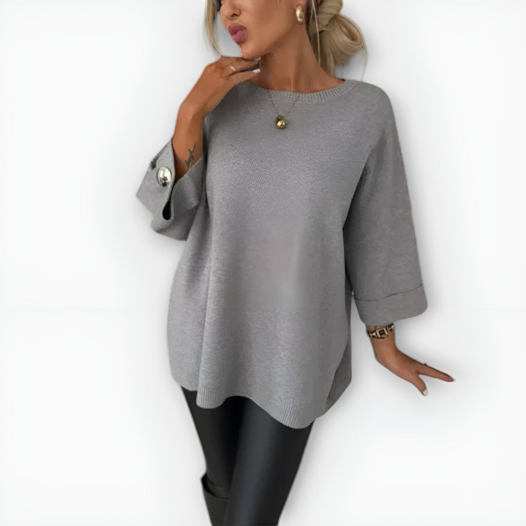 Christine | Polished Oversized Button Cuff Knit Sweater