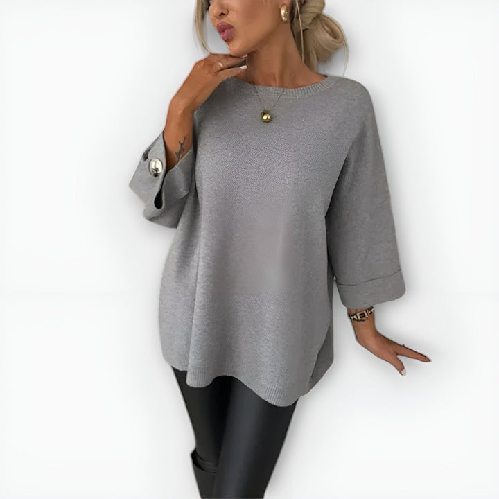 Christine | Polished Oversized Button Cuff Knit Sweater