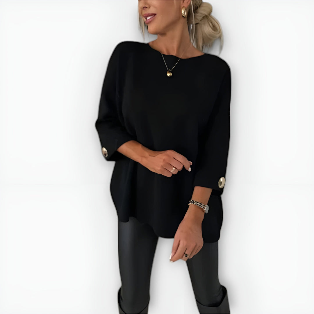 Christine | Polished Oversized Button Cuff Knit Sweater
