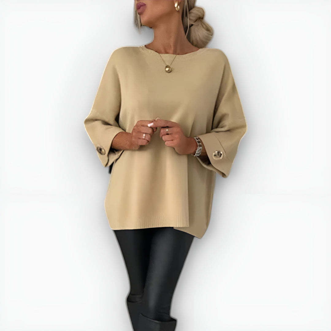 Christine | Polished Oversized Button Cuff Knit Sweater