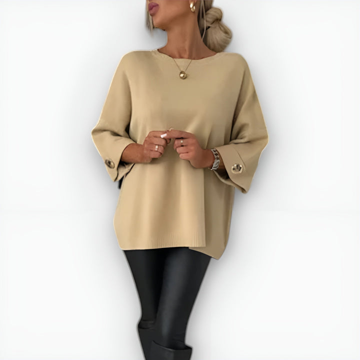 Christine | Polished Oversized Button Cuff Knit Sweater