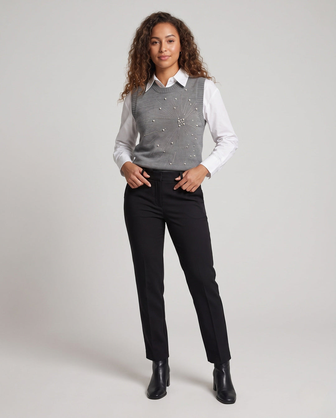 Christine | Stylish Beaded Sun Motif Sweater Vest